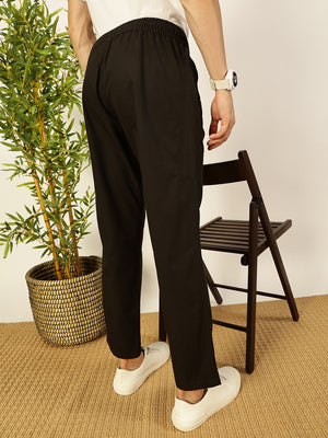 Olive Smart Pleated Mid-Rise Regular Fit Cotton Joggers For Men