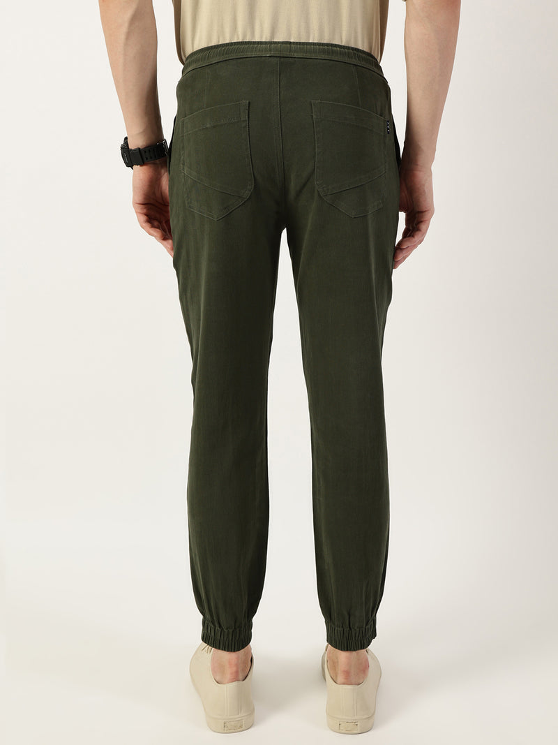 Thomas Scott Men Green Smart Easy Wash Joggers Trousers