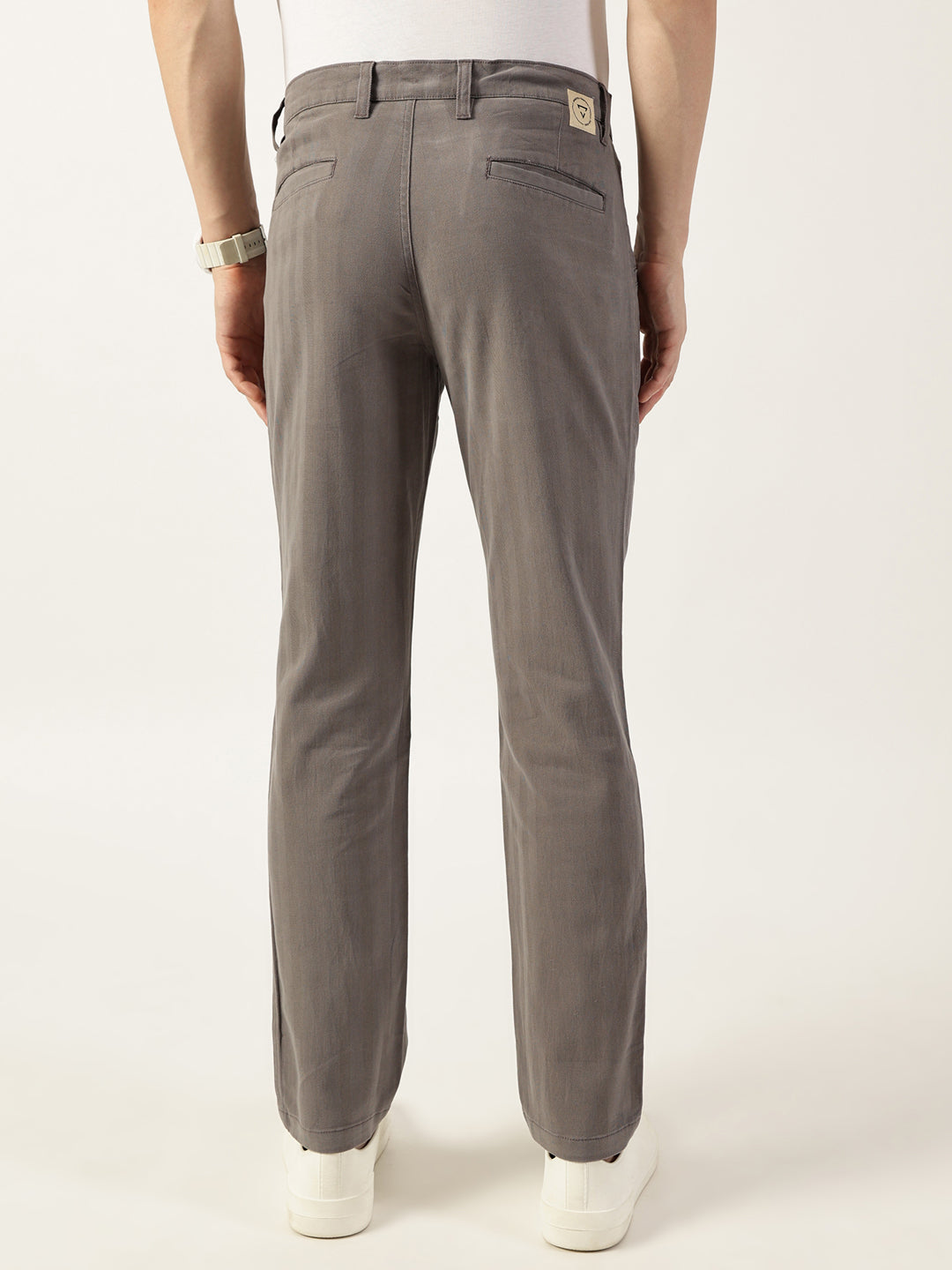 Thomas Scott Men Dark Grey Smart Easy Wash Chinos Trousers