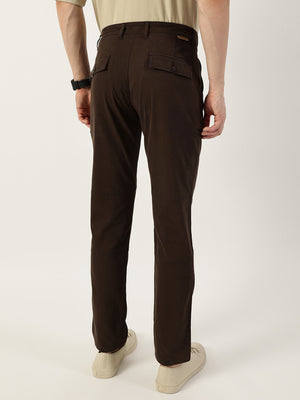 Thomas Scott Men Coffee Smart Fit Mid-Rise Trousers