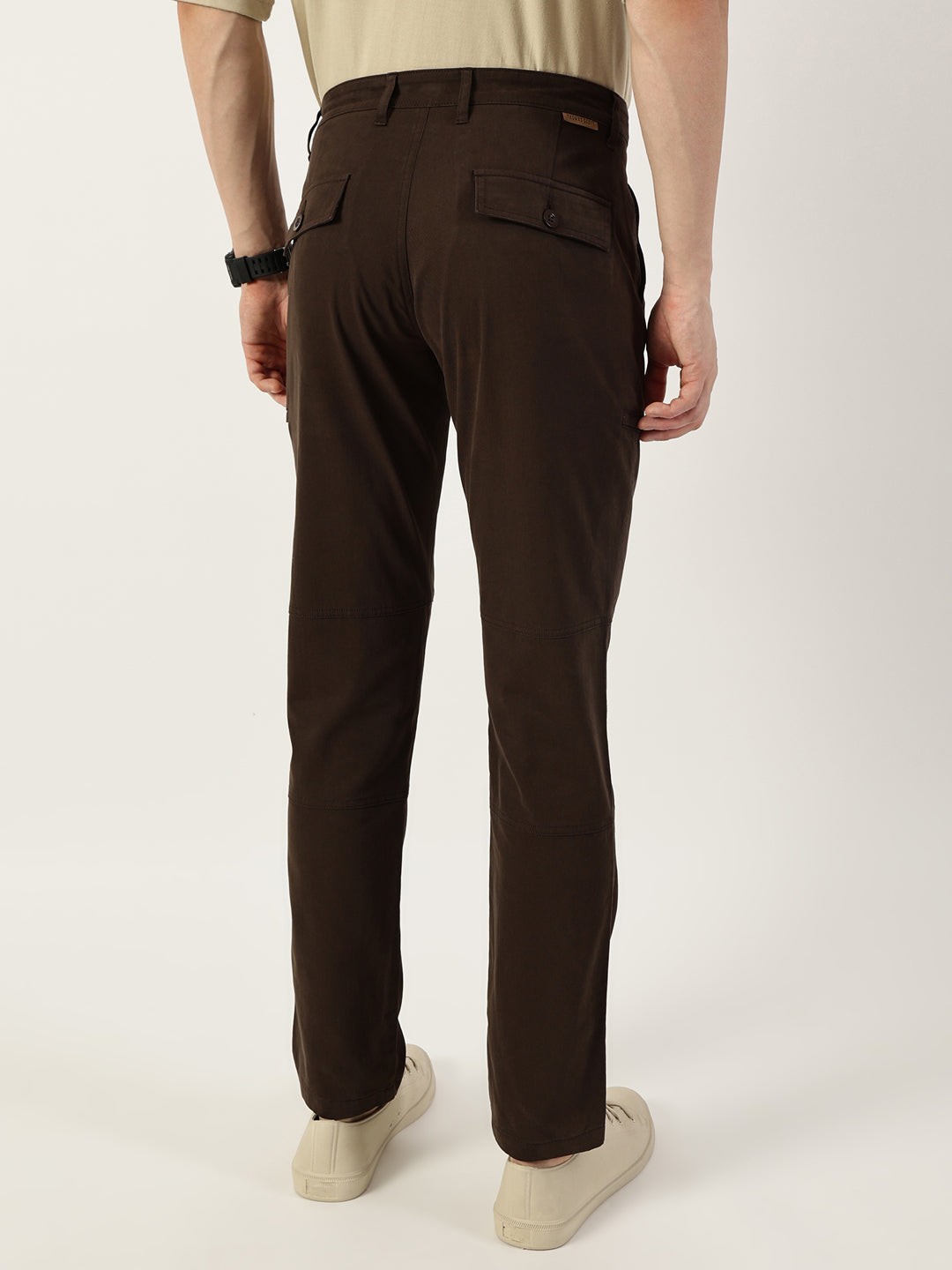 Thomas Scott Men Coffee Smart Fit Mid-Rise Trousers