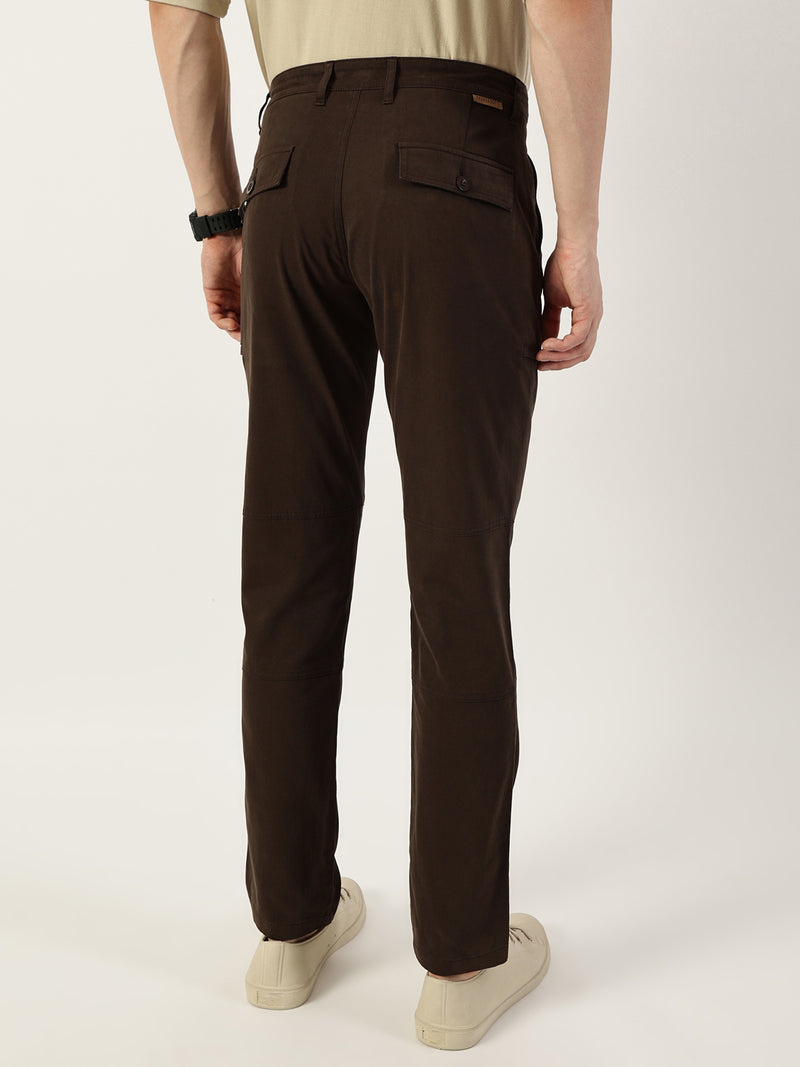 Thomas Scott Men Coffee Smart Fit Mid-Rise Trousers