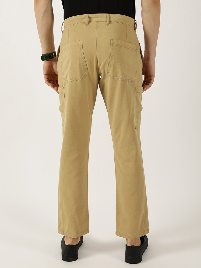 Thomas Scott Men Beige Pure Cotton Smart Straight Fit Easy Wash Mid-Rise Trousers