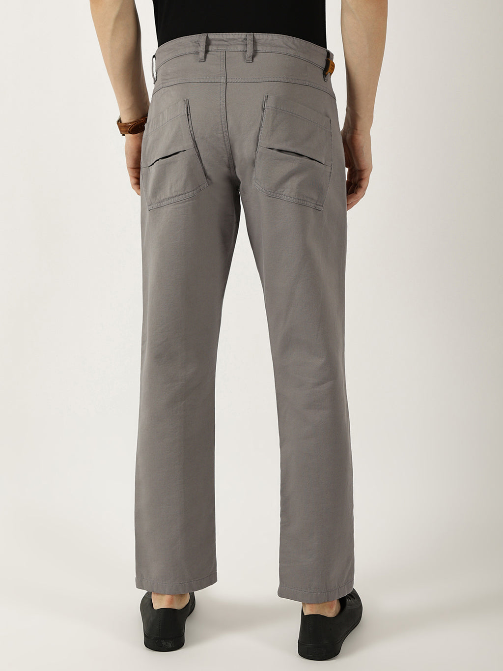 Thomas Scott Men Dark Grey Smart Easy Wash Cargos Trousers
