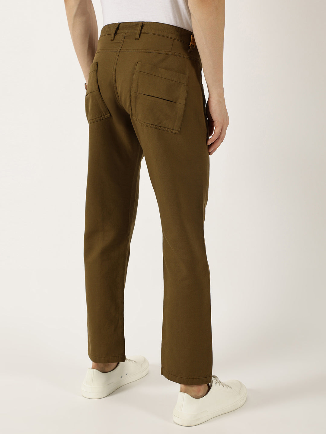 Thomas Scott Men Khaki Smart Easy Wash Cargos Trousers