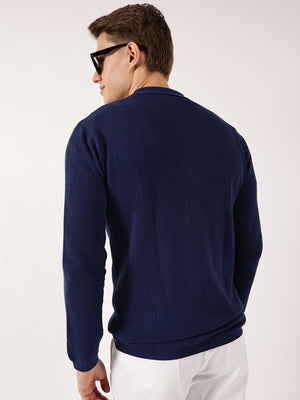 Thomas Scott Men Navy Shirt Collar Long Sleeves Cardigan