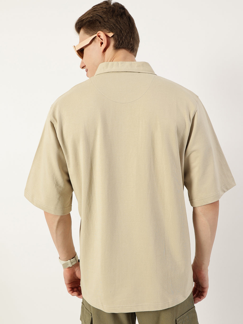 Thomas Scott Men Beige Polo Collar Bio Finish T-shirt