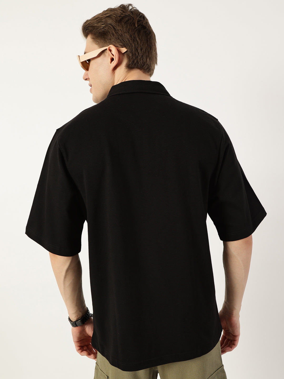 Thomas Scott Men Black Polo Collar Bio Finish T-shirt