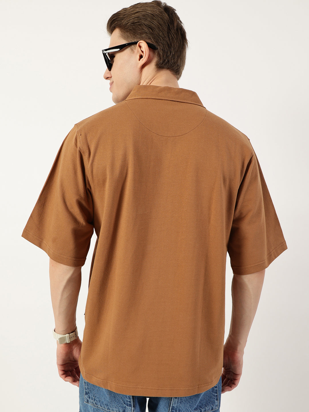 Thomas Scott Men Brown Polo Collar Bio Finish T-shirt