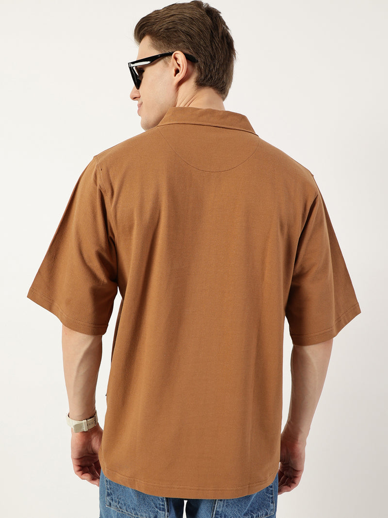Thomas Scott Men Brown Polo Collar Bio Finish T-shirt
