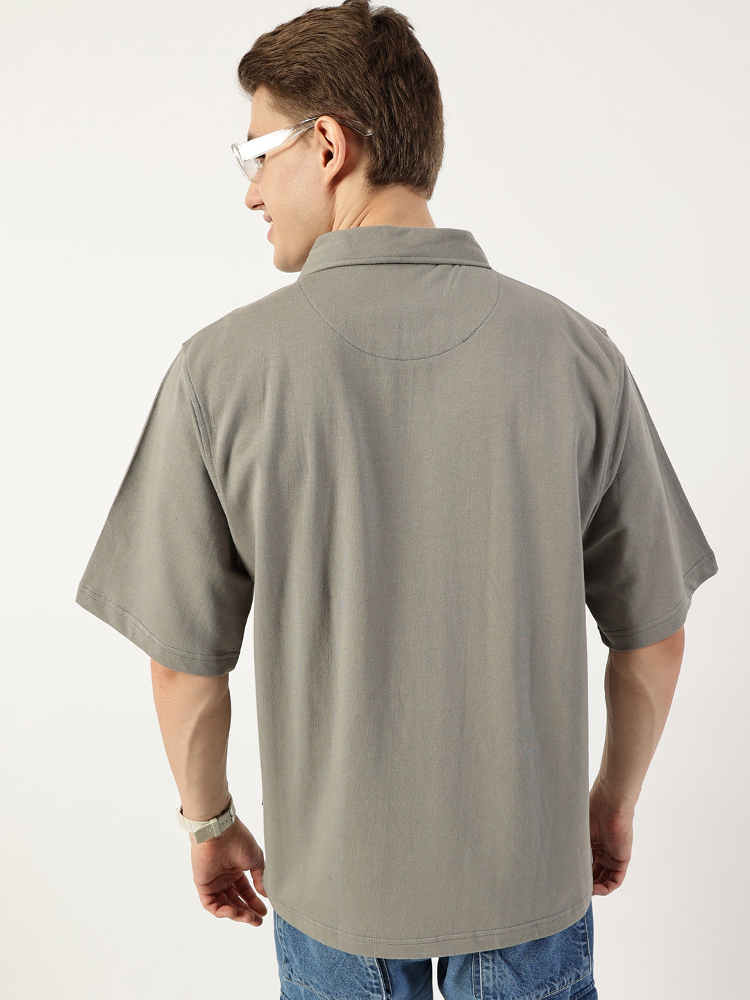 Thomas Scott Men Light Grey Polo Collar Bio Finish T-shirt