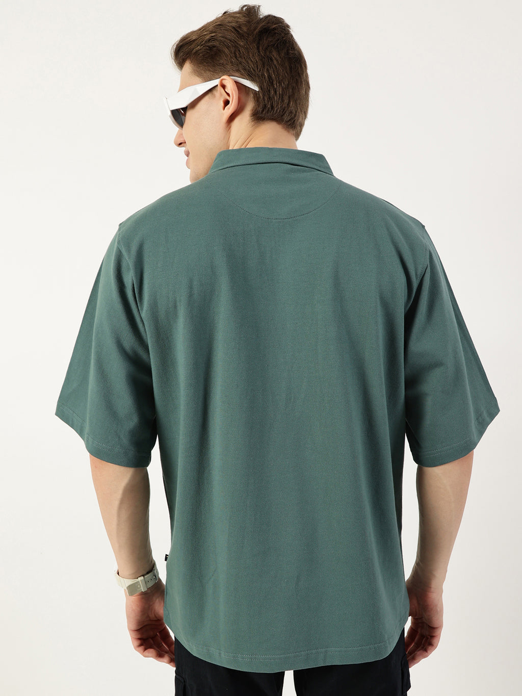 Thomas Scott Men Sea Green Polo Collar Bio Finish T-shirt