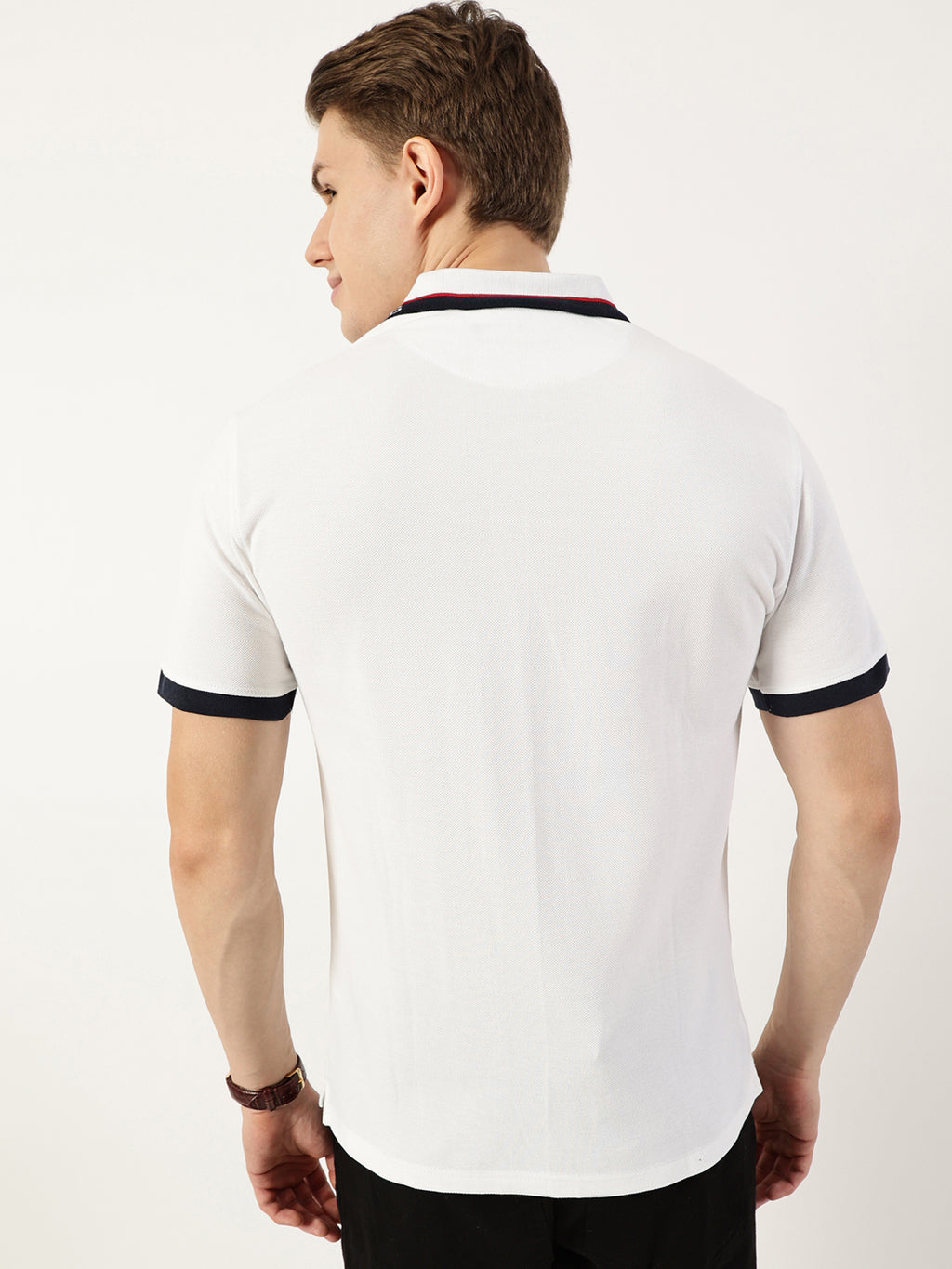 Thomas Scott Men White Polo Collar T-shirt