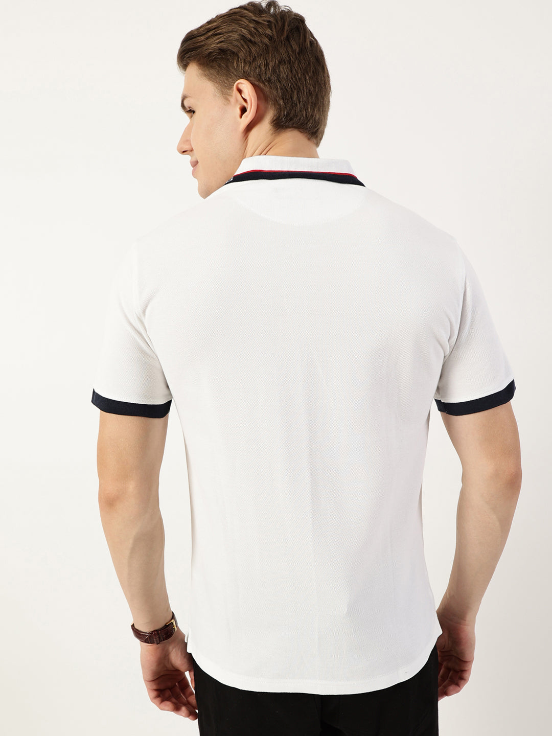 Thomas Scott Men White Polo Collar T-shirt