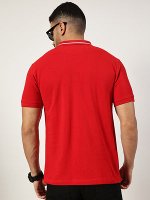 Thomas Scott Men Red Polo Collar T-shirt