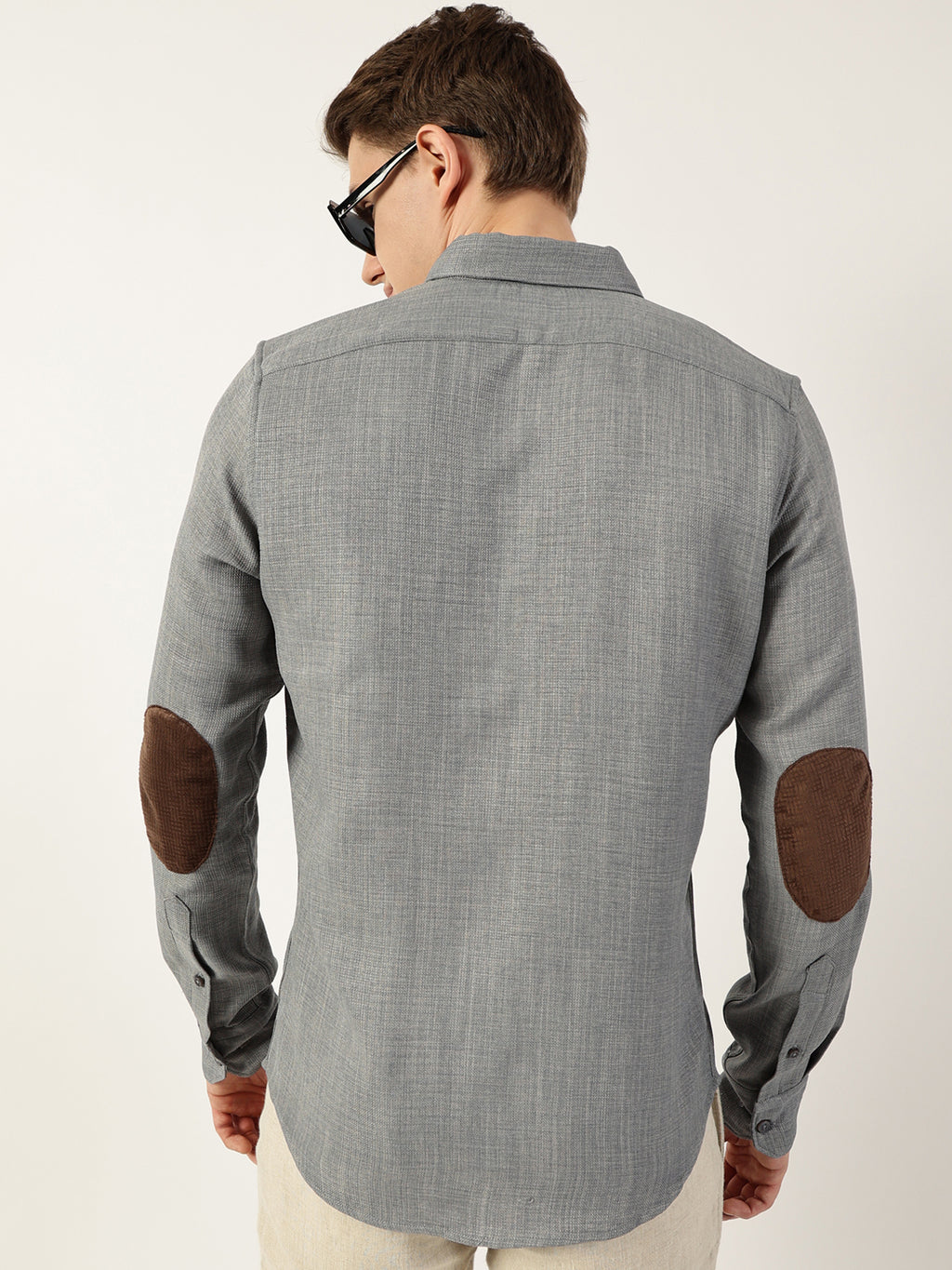 Thomas Scott Men Grey Classic Button-Down Collar Solid Slim Fit Casual Shirt