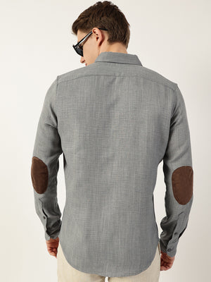 Thomas Scott Men Grey Classic Button-Down Collar Solid Slim Fit Casual Shirt
