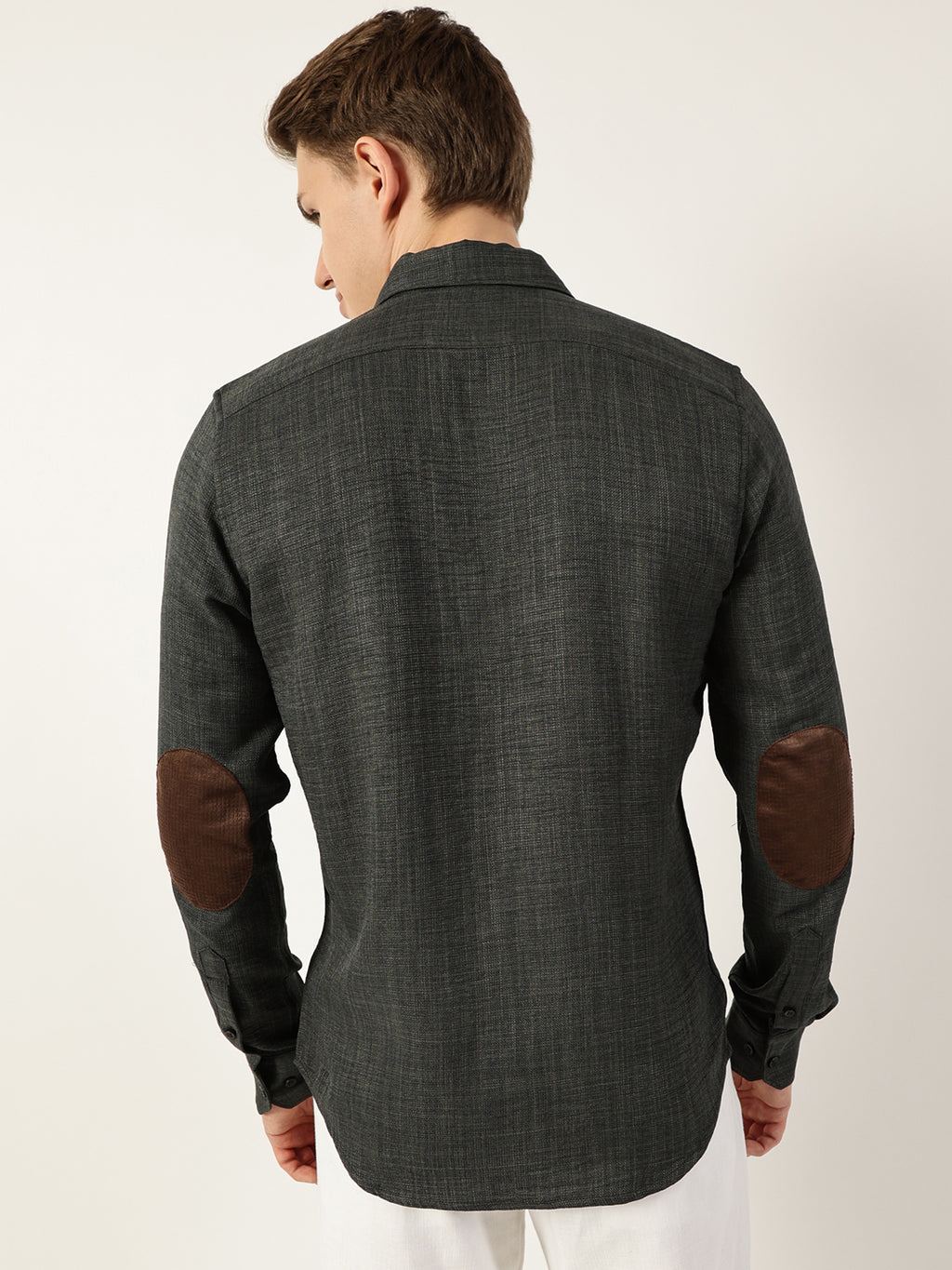 Thomas Scott Men Olive Classic Button-Down Collar Solid Slim Fit Casual Shirt