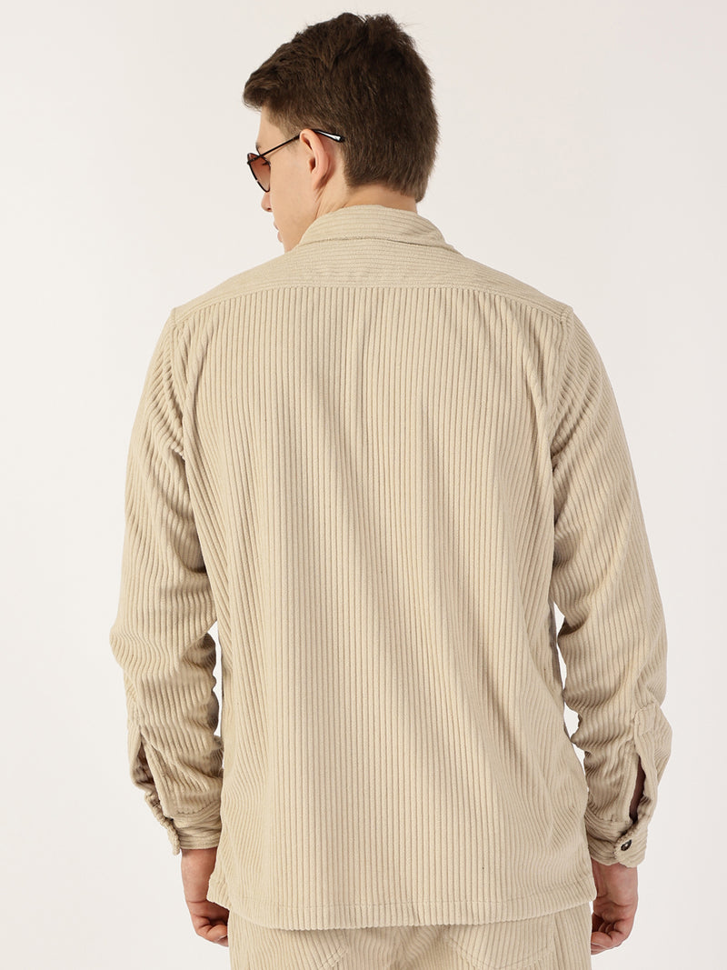 Thomas Scott Men Light Fawn Premium Opaque Casual Shirt