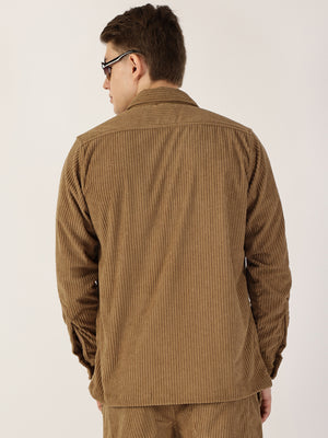 Thomas Scott Men Khakhi Premium Opaque Casual Shirt