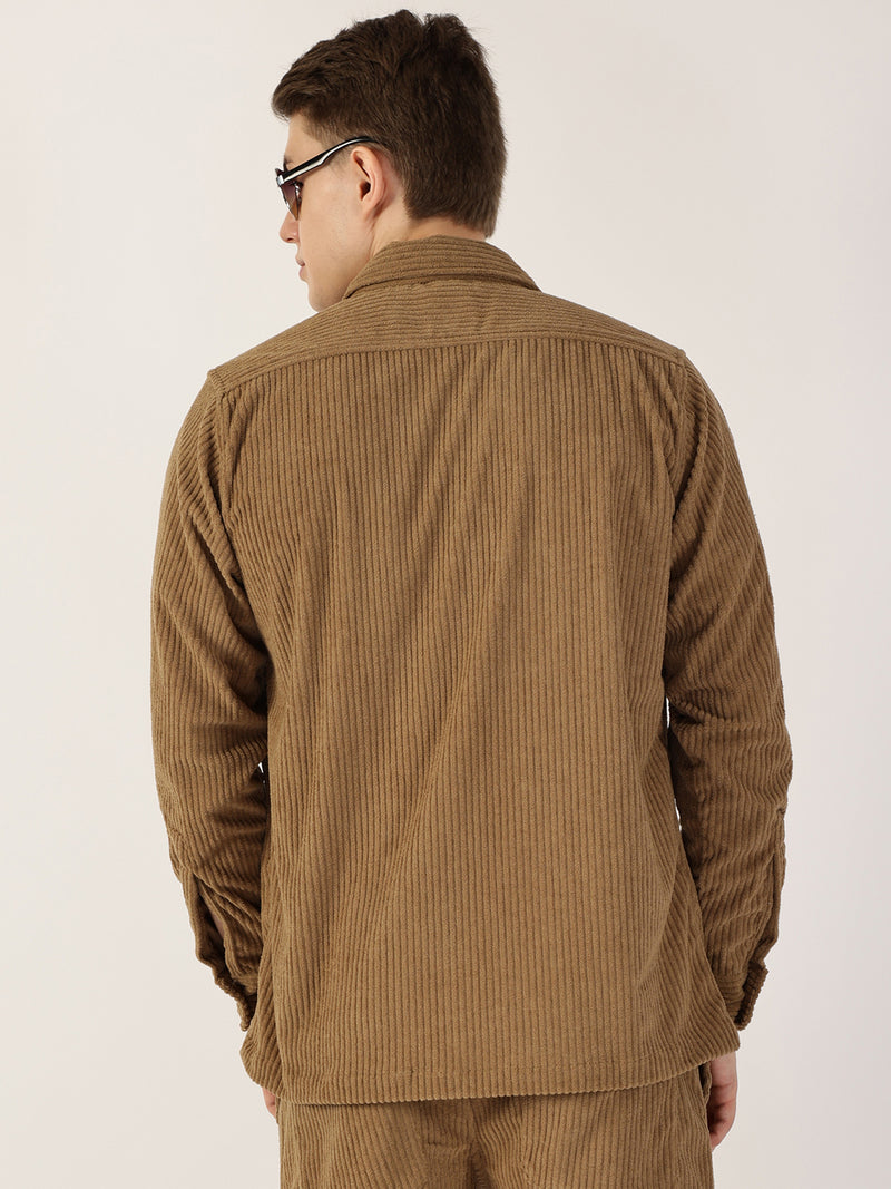Thomas Scott Men Khakhi Premium Opaque Casual Shirt