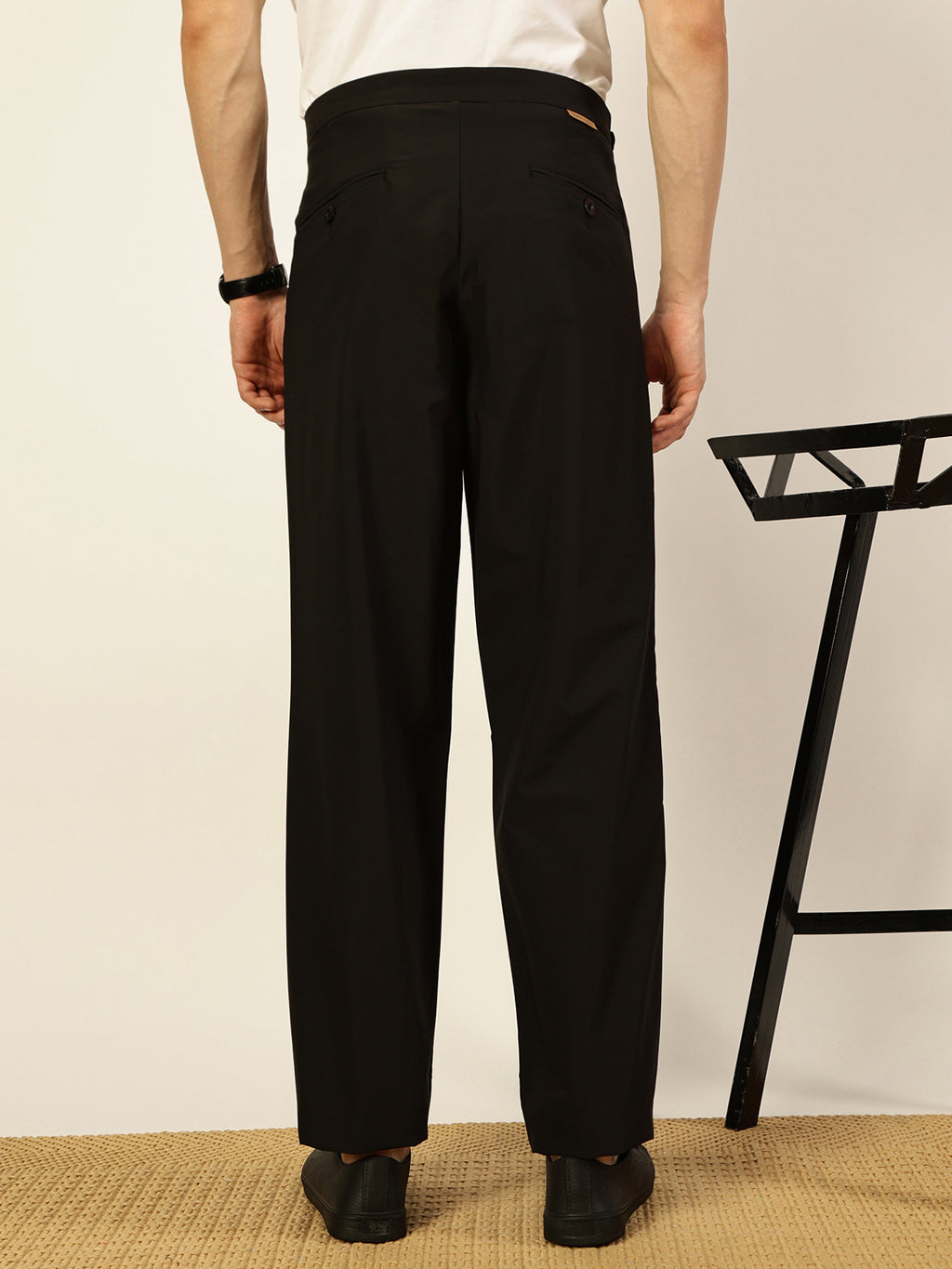 Thomas Scott Men Black Smart Pleated Trousers