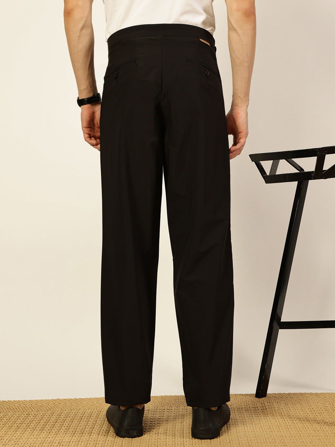 Thomas Scott Men Black Smart Pleated Trousers