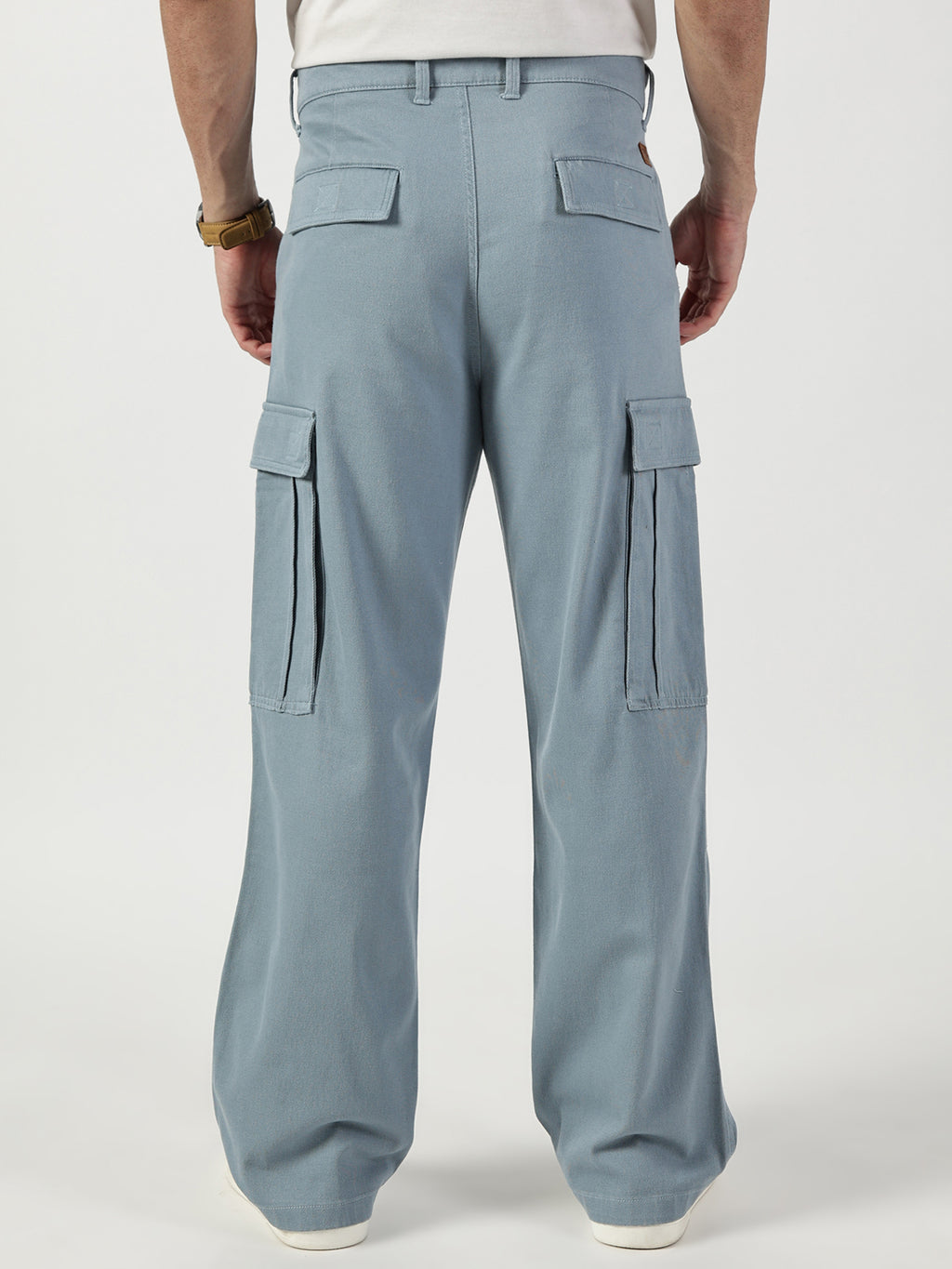 Thomas Scott Men Light Blue Relaxed Fit Mid-Rise Cargos Trousers