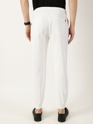 Thomas Scott Men White Smart Easy Wash Joggers Trousers