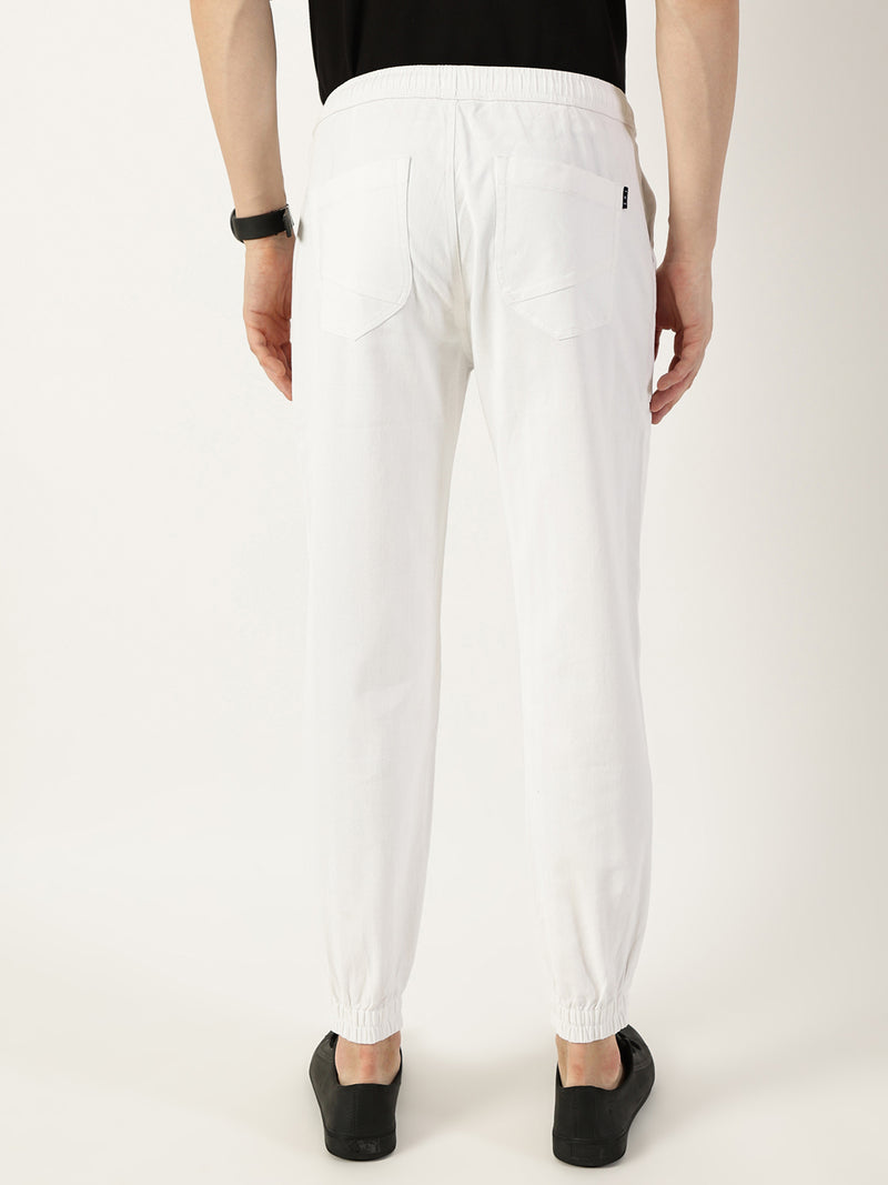 Thomas Scott Men White Smart Easy Wash Joggers Trousers