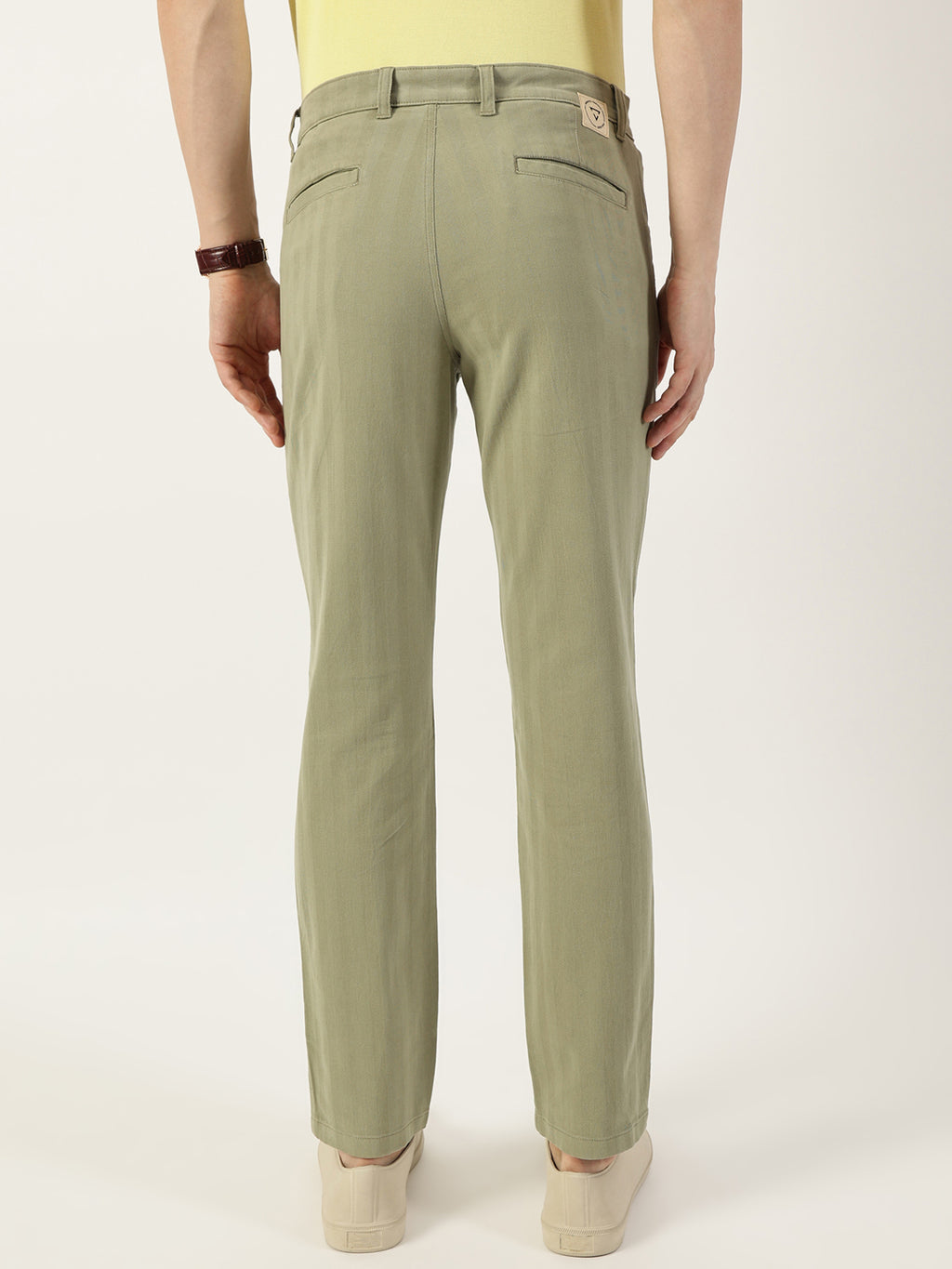 Thomas Scott Men Olive Smart Easy Wash Chinos Trousers