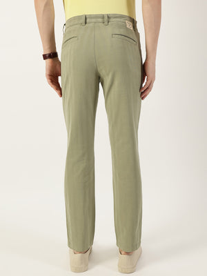 Thomas Scott Men Olive Smart Easy Wash Chinos Trousers