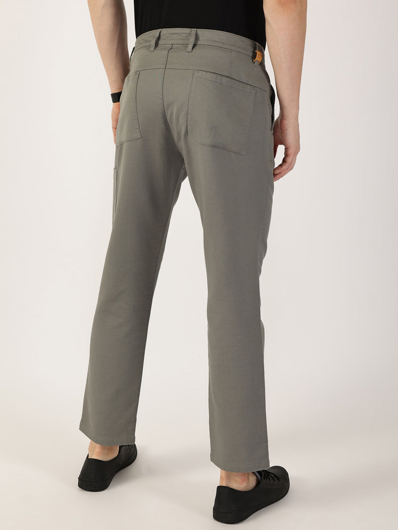 Thomas Scott Men DarkGrey Smart Regular Fit Mid-Rise Chinos Trousers