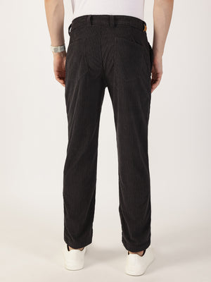 Thomas Scott Men Grey Striped Smart Chinos Trousers