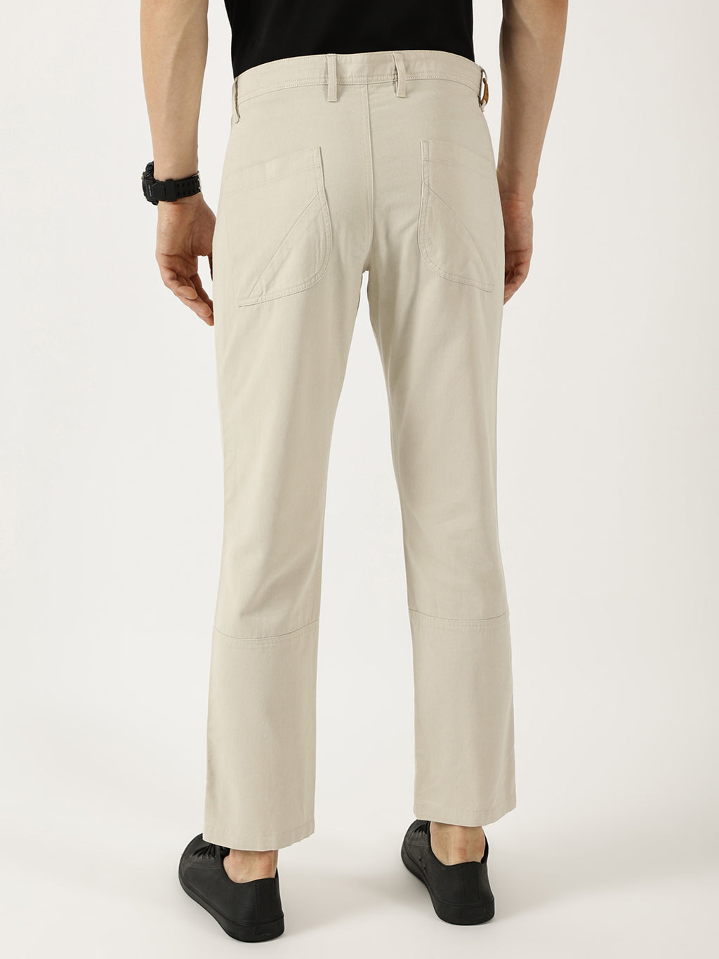 Thomas Scott Men Light Grey Smart Straight Fit Easy Wash Trousers