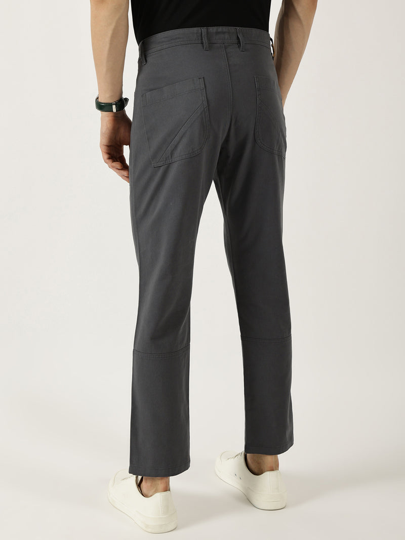 Thomas Scott Men Mid Blue Smart Straight Fit Easy Wash Trousers