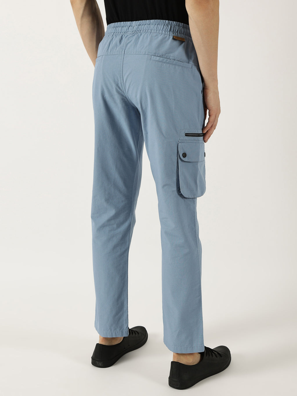 Thomas Scott Men Blue Smart Fit Straight Fit Mid-Rise Cargos Trousers