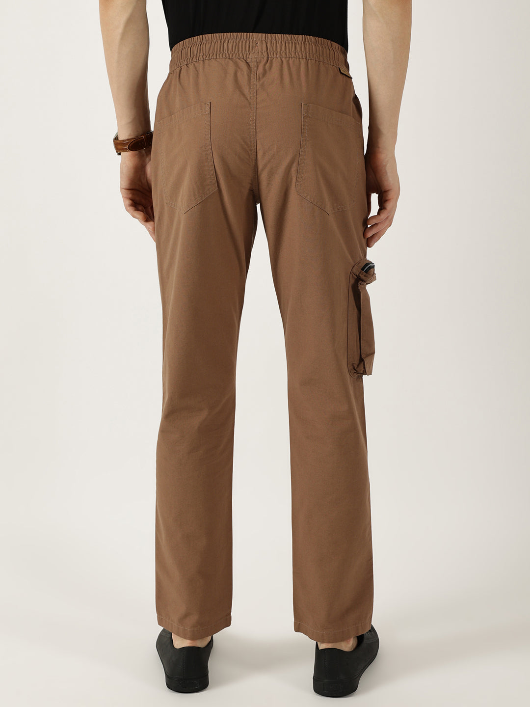 Thomas Scott Men Rust Smart Regular Fit Mid-Rise Easy Wash Cotton Cargos