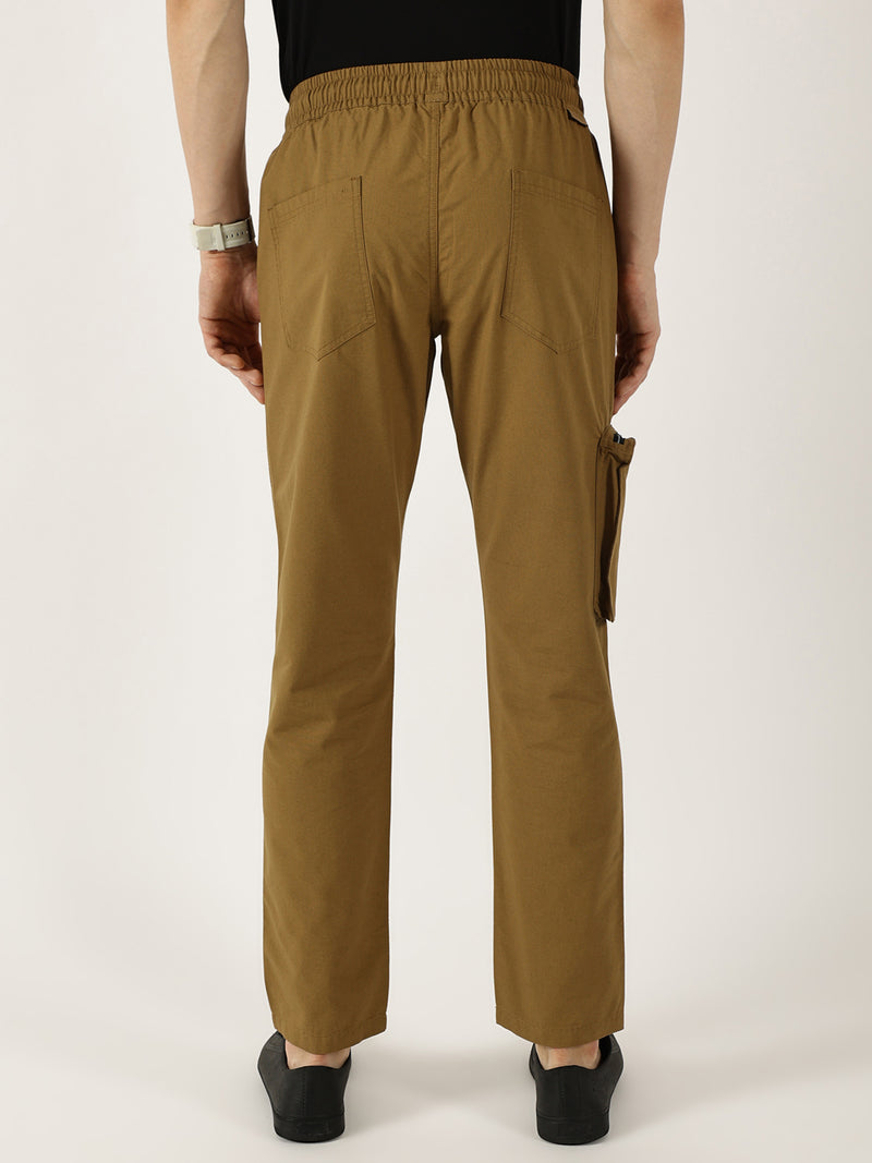Thomas Scott Men Brown Smart Regular Fit Mid-Rise Easy Wash Cotton Cargos