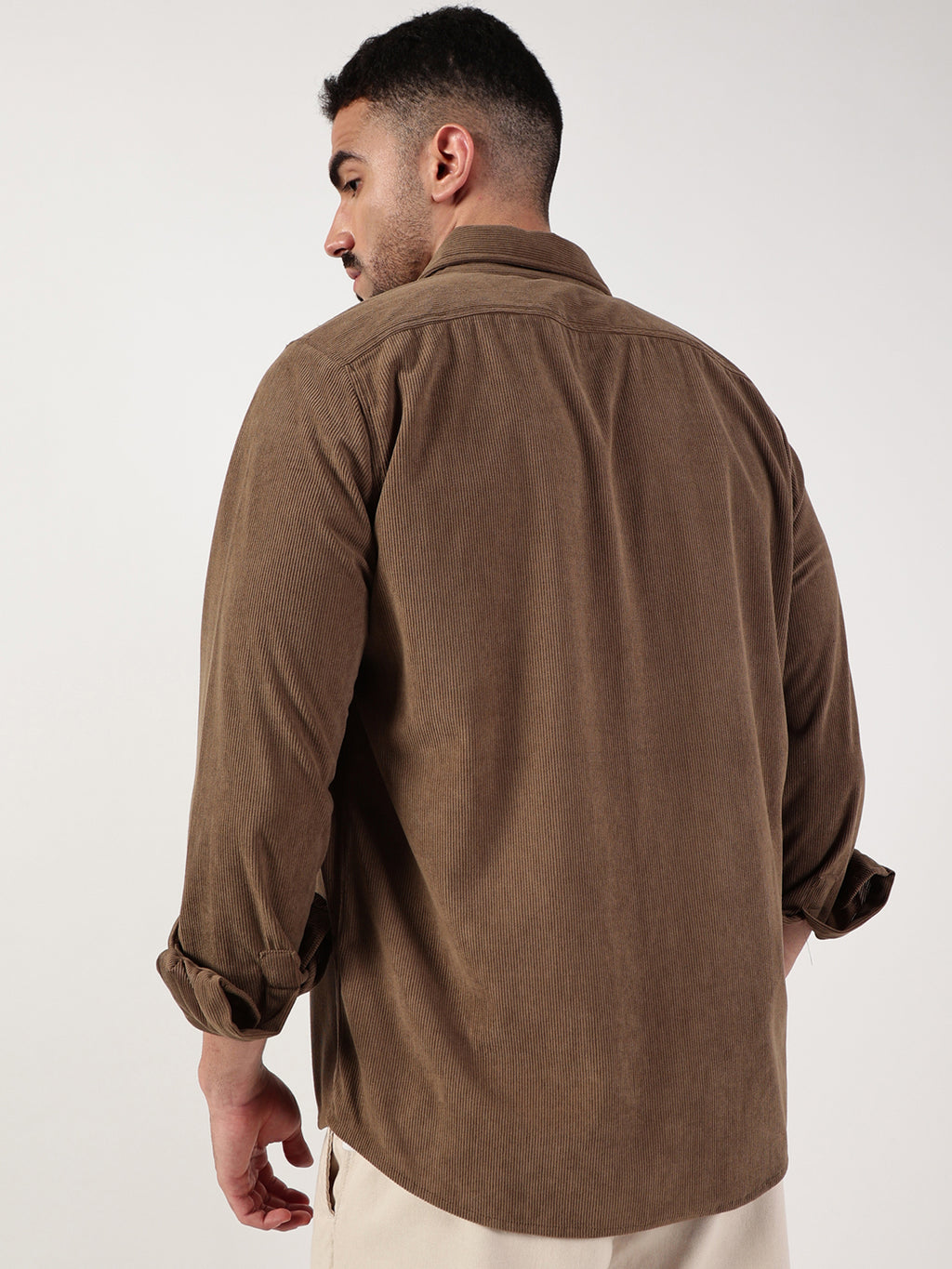 Thomas Scott Men Brown Premium Spread Collar Textured Relaxed Fit Casual Shirt