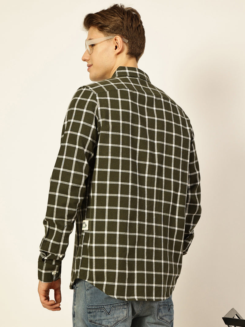 Thomas Scott Men Premium Slim Fit Gingham Checks Opaque Checked Casual Shirt