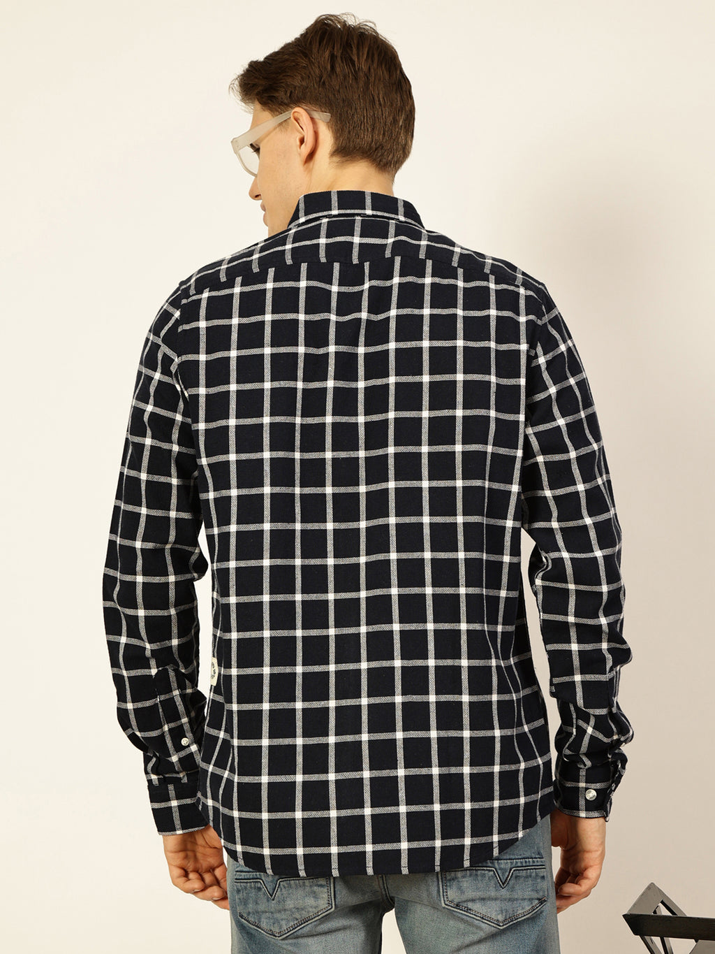 Thomas Scott Men Premium Slim Fit Gingham Checks Opaque Checked Casual Shirt