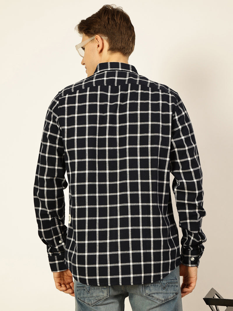 Thomas Scott Men Premium Slim Fit Gingham Checks Opaque Checked Casual Shirt