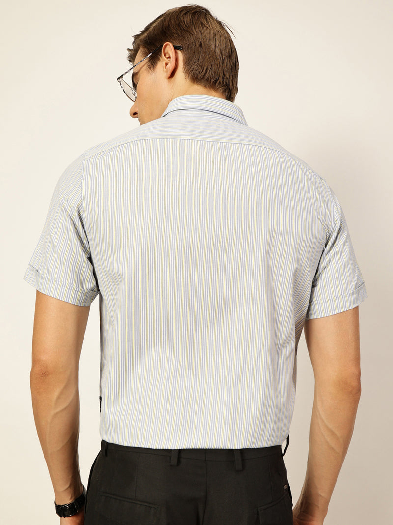 Thomas Scott Men Smart Pinstripes Opaque Striped Formal Shirt