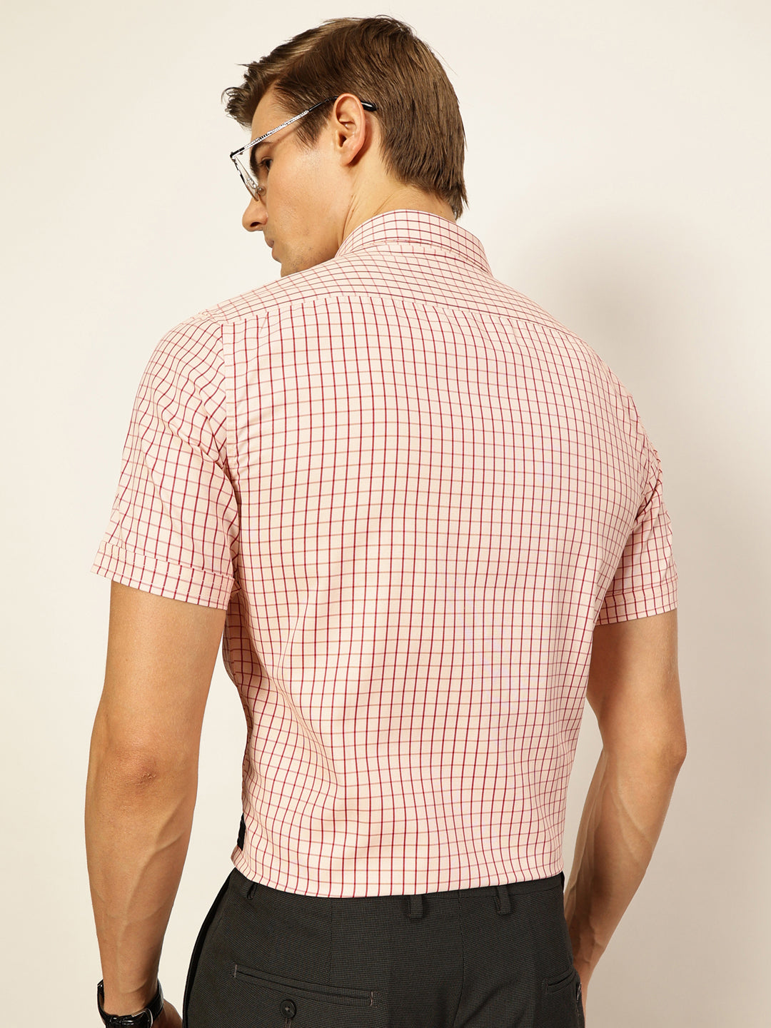Thomas Scott Men Smart Gingham Checks Opaque Checked Formal Shirt