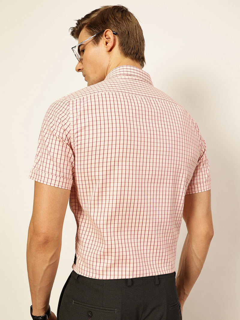 Thomas Scott Men Smart Gingham Checks Opaque Checked Formal Shirt