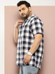 Navy Plus Size Premium Checked Pure Cotton Casual Shirt For Men