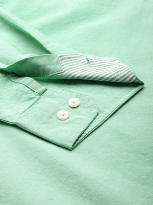 Light Green Plus Size Relaxed Pure Cotton Casual Shirt For Men For Men