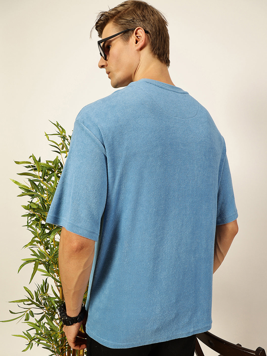 Thomas Scott Men Solid Round Neck Oversized Casual T-shirt