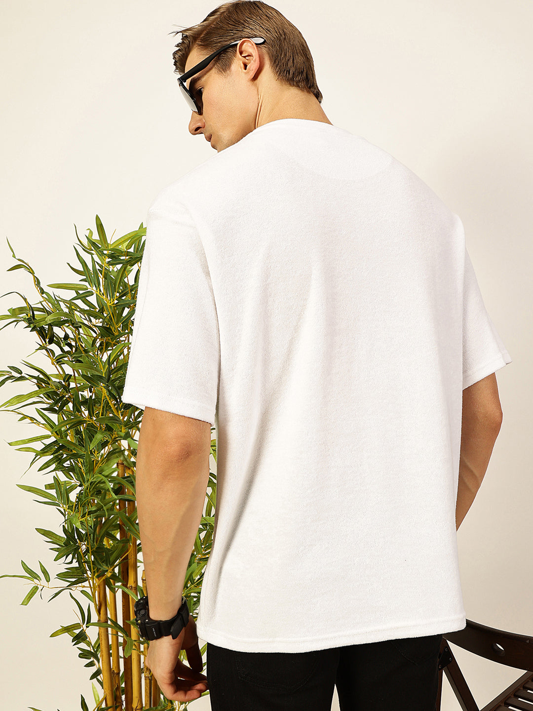 Thomas Scott Men Solid Round Neck Oversized Casual T-shirt